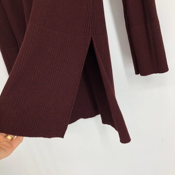 Free People Burgundy Criss Cross Neckline Rayon Blend Tunic Sweater size M - Picture 9 of 16